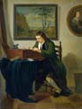 man writing at his desk by Jan Ekels the Younger